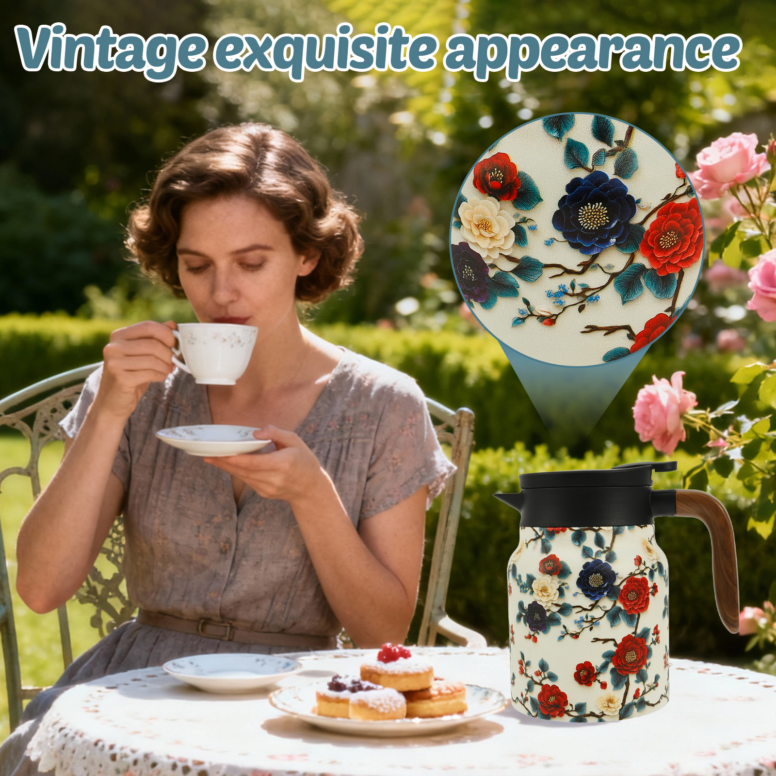 Vintage Floral Tea Thermos Sta - Vintage Coffee Equipment のレビューと価格