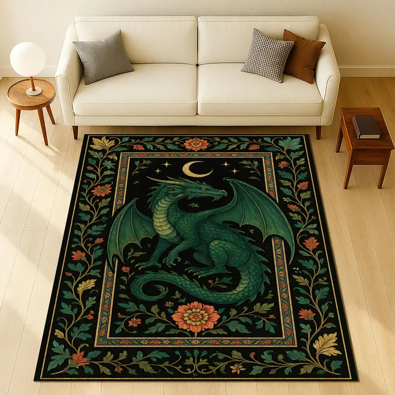 Folk Art Dragon Theme Rug Carp - Coffee Equipment At Home のレビューと価格