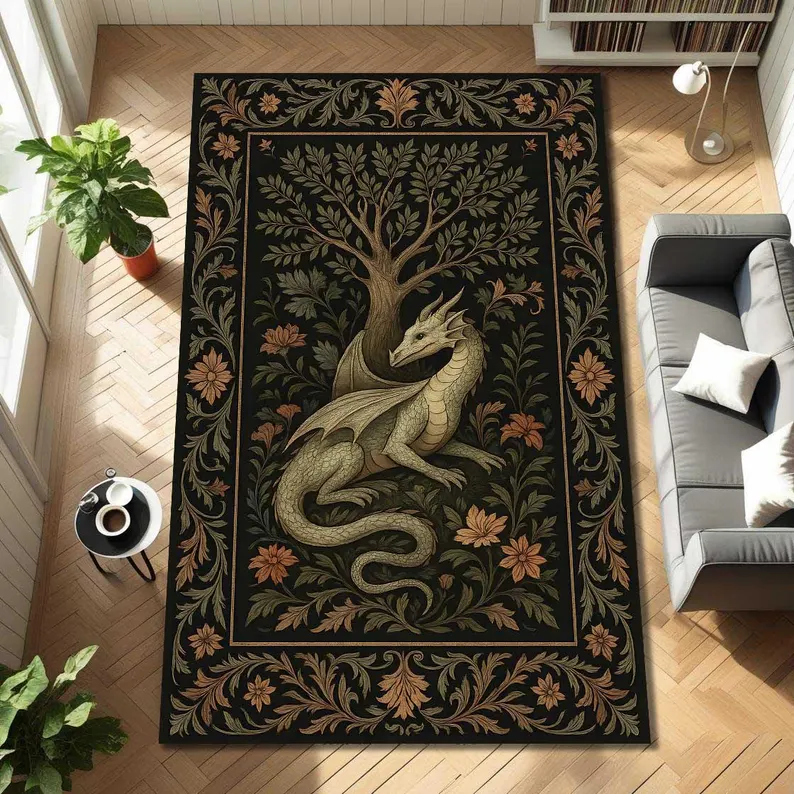 Folk Art Dragon Theme Rug Carp - Coffee Equipment At Home のレビューと価格